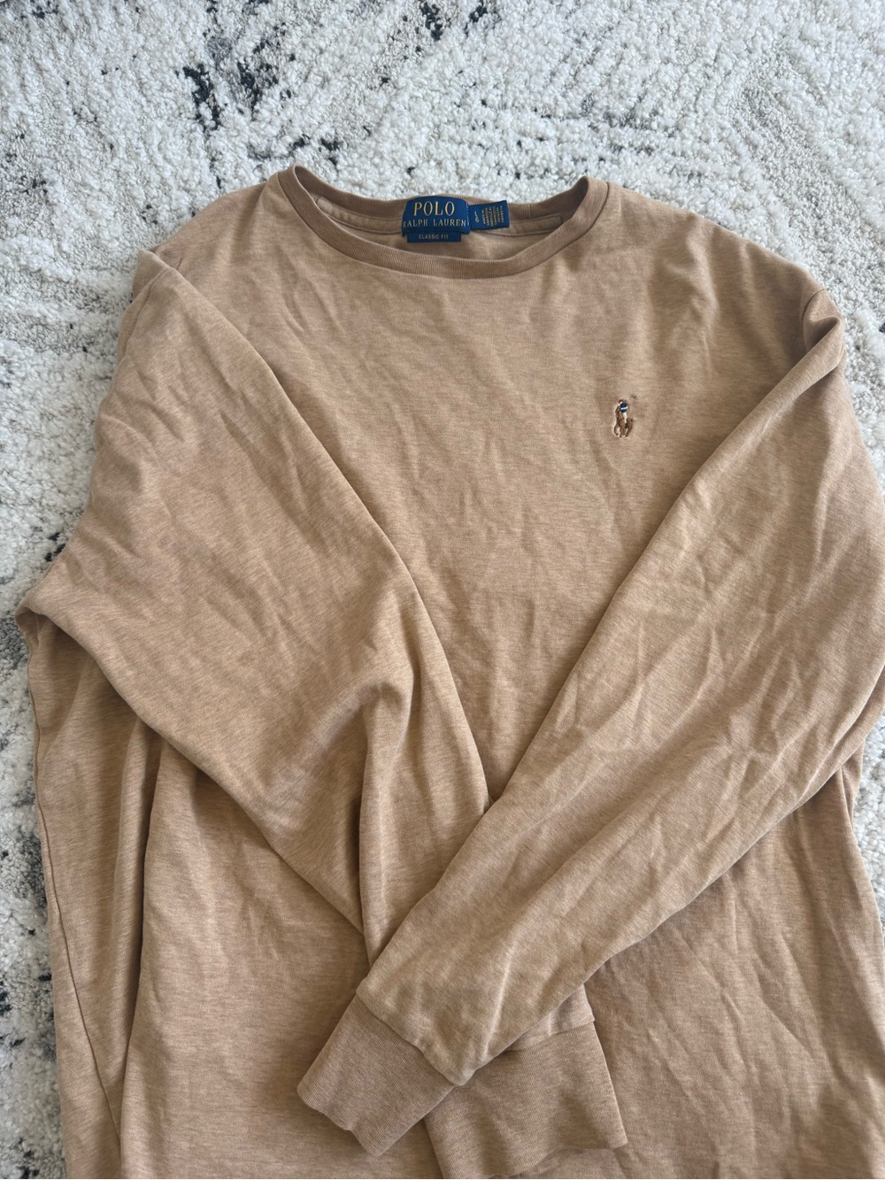 Polo by Ralph Lauren Men's Soft Cotton Long-Sleeve Crewneck Shirt - Tan